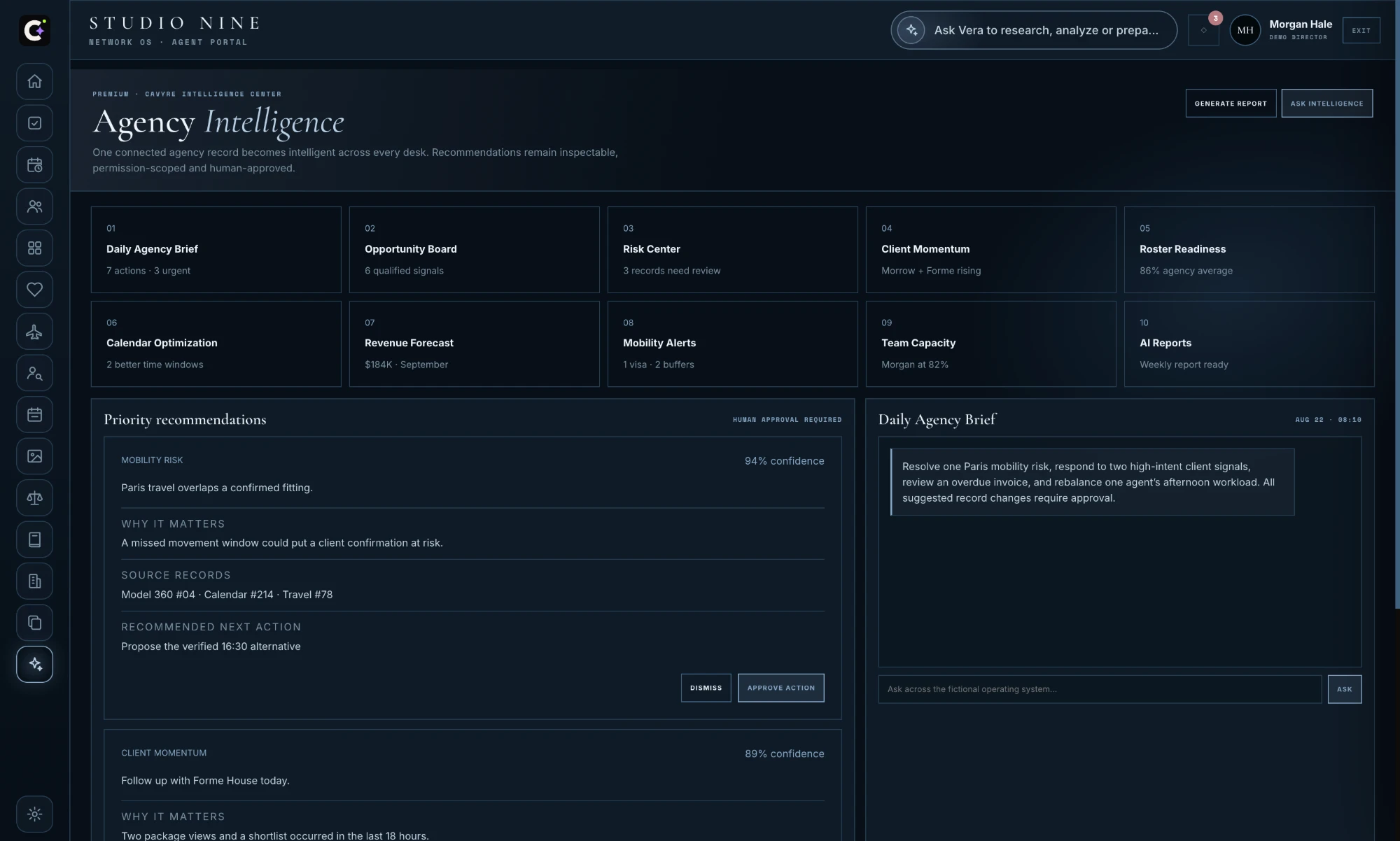 CAVYRE Intelligence Command interface